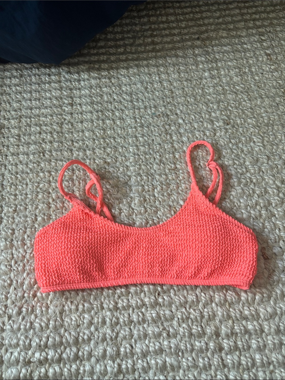 SHEIN Coral Pink Textured Kids Bikini Top